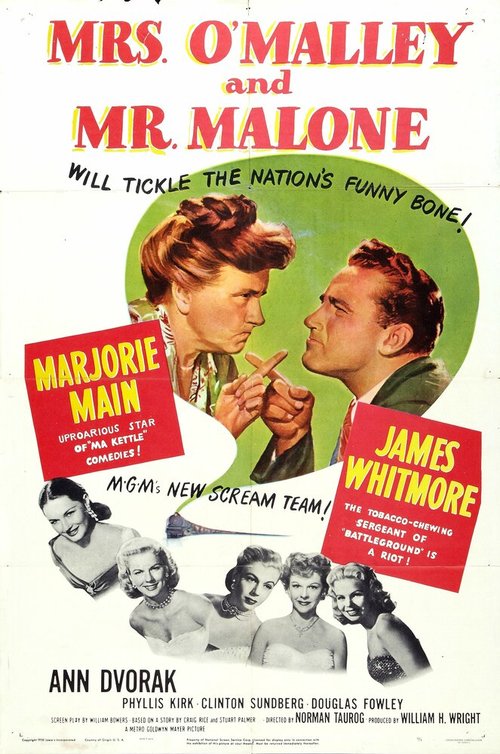 Смотреть фильм Миссис О`Мэйли и мистер Мелоун / Mrs. O'Malley and Mr. Malone (1950) онлайн в хорошем качестве SATRip