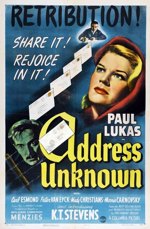 Смотреть фильм Адрес неизвестен / Address Unknown (1944) онлайн в хорошем качестве SATRip