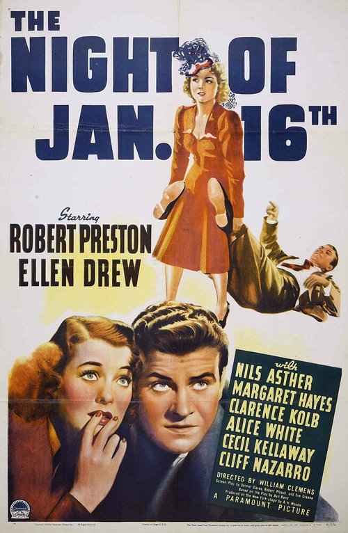 Смотреть фильм Ночью 16-го января / The Night of January 16th (1941) онлайн в хорошем качестве SATRip
