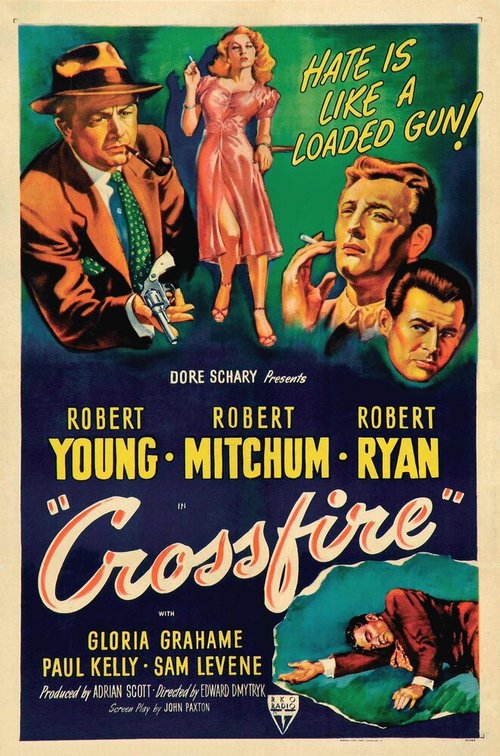Смотреть фильм Перекрестный огонь / Crossfire (1947) онлайн в хорошем качестве SATRip