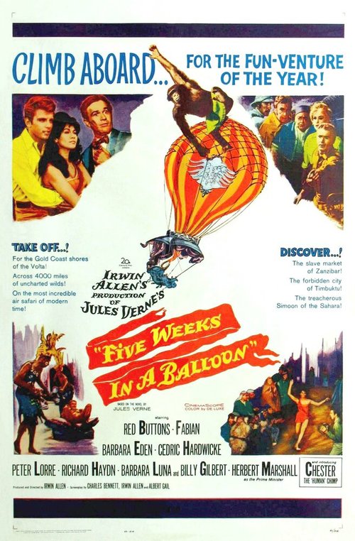 Смотреть фильм Пять недель на воздушном шаре / Five Weeks in a Balloon (1962) онлайн в хорошем качестве SATRip