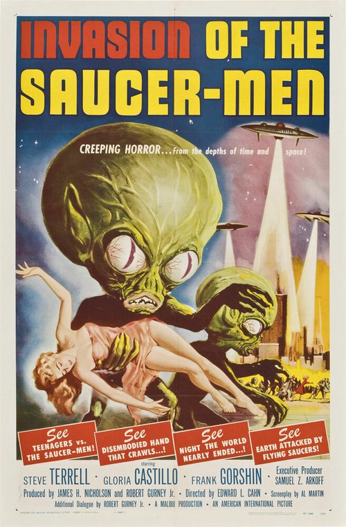 Смотреть фильм Вторжение обитателей летающих тарелок / Invasion of the Saucer Men (1957) онлайн в хорошем качестве SATRip